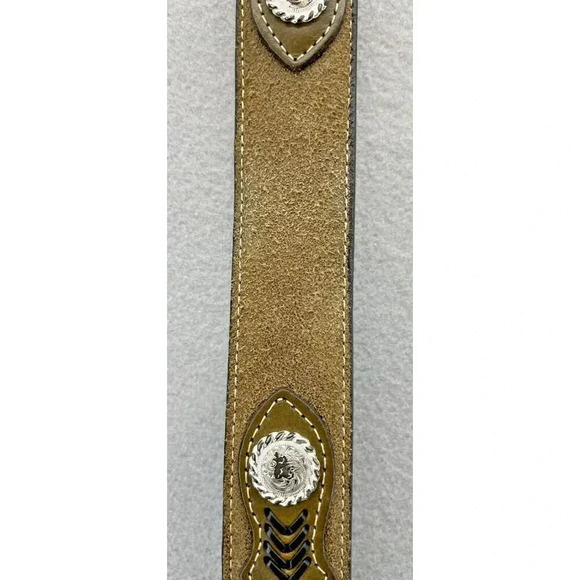 Nocona Belt Men 32 Brown Black LEATHER Concho String Lace Arrow Western - Picture 6 of 15